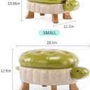 Animal Footstool Turtle Upholstered Ottoman PU Leather Pouf Wood Foot Stool Rest for Living Room Bedroom Sofa Bench Seat Chair, Grass (Small, Grass Green)