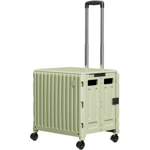 Heavy Duty Rolling Cart for StairsCollapsible Utility Crate with Wheels & Handle Foldable Tote Box for Toolbox Trade Show Supplies Teachers TODAYGO Mobile Storage Cart with Lid (Large, Dark Green)