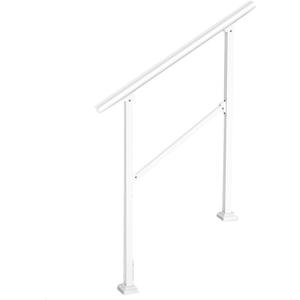 Handrails for Outdoor Steps, 3 Steps Wrought Iron Stair Railing for Concrete Steps, DIY Installation Kit Handrail for Garage, Porch, Garden Outdoor & Indoor (White, 1 to 3 Steps)