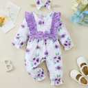 SUNNY PIGGY Newborn Baby Girl Clothes Baby Girl One Piece Romper Fall Winter Long Sleeve with Hat Sets Cute Infant Outfits (12-18 Months)