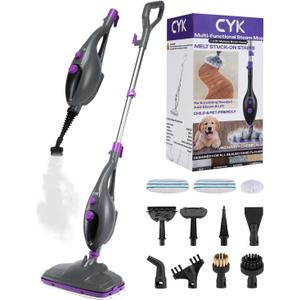 CYK Steam Mops for Floor Cleaning, 12 in 1 Handheld Steam Cleaner for Home, Floor Steamer for Hardwood Floors and Tile (Purple-Grey)