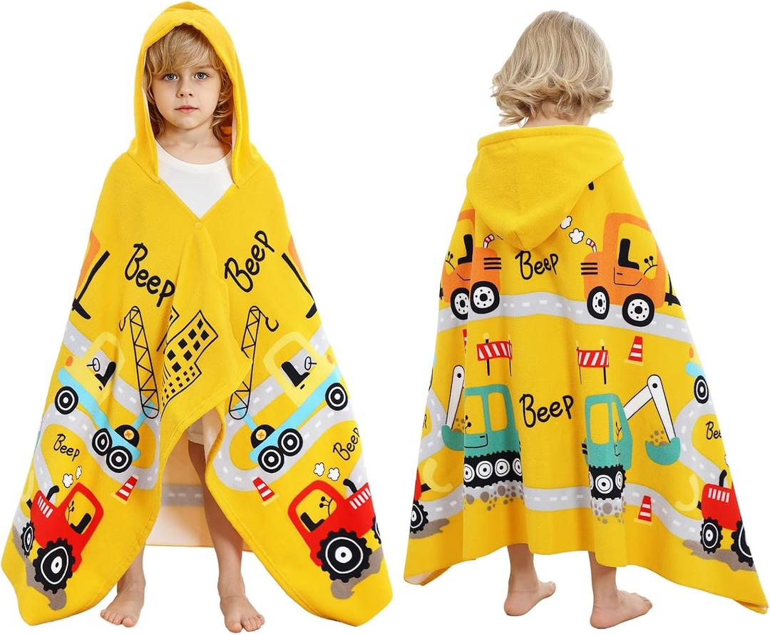 UOMNY Engineering Vehicle Hooded Towels,Soft Kids Beach Towel,30" x 50" | Engineering Vehicle Hooded Towels for Kids,Soft Kids Beach Towel,30" x 50" for 3-10 Years Boy,Hooded Bath Towel