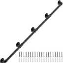 13FT Industrial Stair Railing Wall Mount Staircase Handrail 1.3 Pipe Hand Rail for Steps Grab Bar Foot Rail Vintage Pipe Railing Black Deck Handrail for Outdoor Indoor Stairs Porch