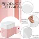 Hoolerry 8 Pieces Colorful Storage Bins with Lid, Plastic Storage Basket Organizing Container Stackable Box with Handle for Shelves Desktop Playroom Office(13.8 x 9.8 x 5.9 Inch,White and Pink)