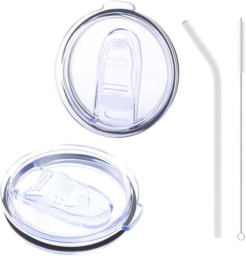 12 oz Press-in replacement lid - Compatible with swig121822 oz Tumbler lid. Pack of 2.(Included 1 straws and 1 Straw brush)