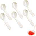 Caviar Spoons Mother of Pearl Mop Spoons with Hand Craft W Round Handle for Caviar, Egg, Ice Cream, Salt, Coffee Serving, Restaurant Serving Set(6 Pieces,3.55 Inch)