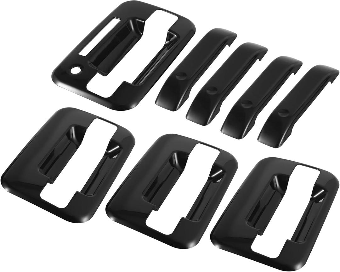 X AUTOHAUX 4pcs Gloss Black Exterior Door Handle Cover for Ford F-150 4DR 2004-2014 Car Outside Decor Trim