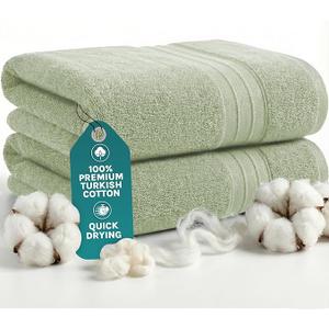 Luxury Bath Towels Set of 2 Large - 700 GSM Cotton Ultra Soft Bath Towels 35x70 | Highly Absorbent and Quick Dry | Hotel Towels for Bathroom Luxury, Plush Sage Green