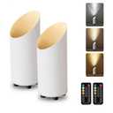 2 Pack Battery Uplights Indoor, Small Floor Can Lights with Remote and Timer, 3 Color Temperature Dimmable LED Wireless Up Lighting Spotlights for Corner, Living Room, Plant, Artwork, White