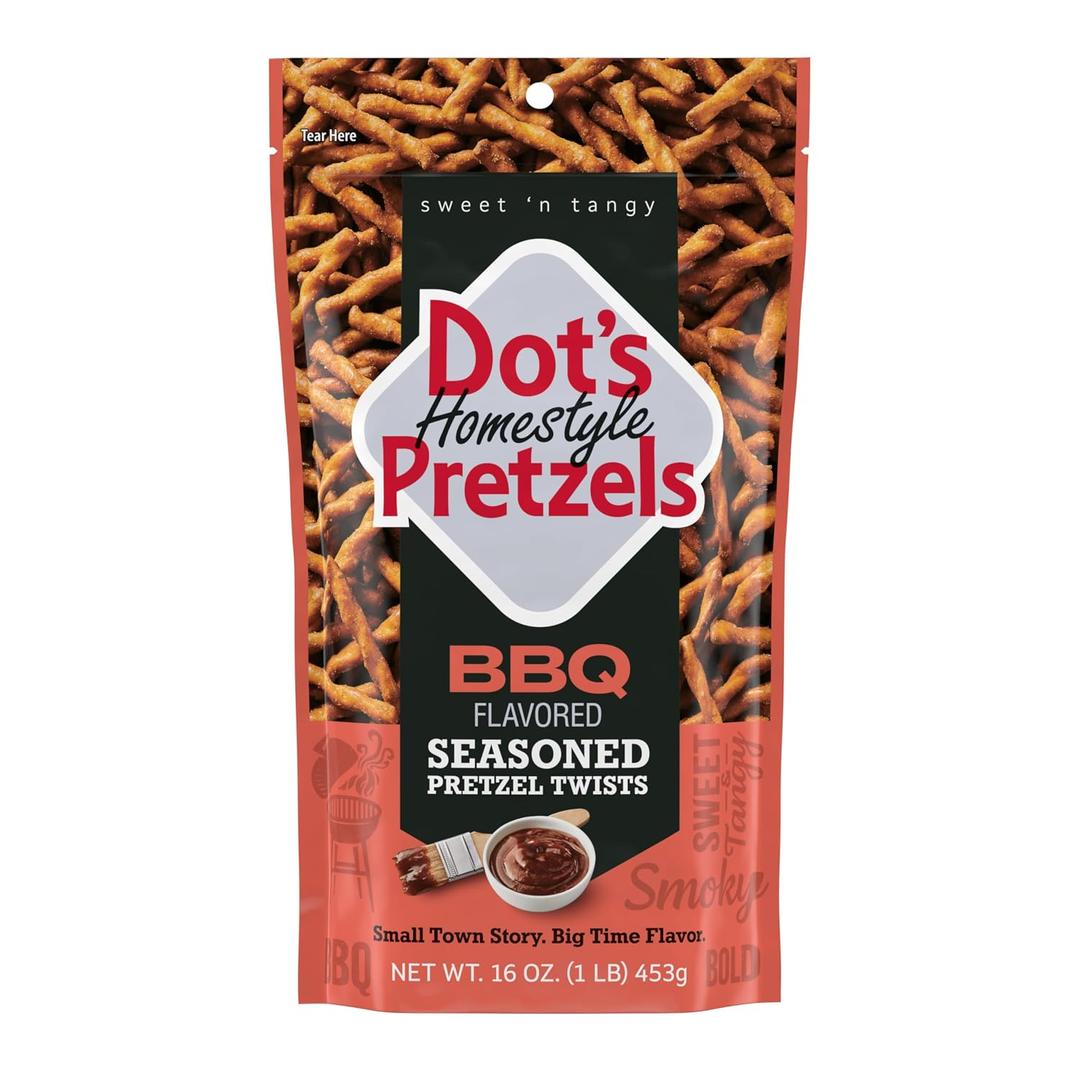 Dot's Homestyle Pretzels BBQ Seasoned Pretzel Twist Snack, 16oz Grocery Sized Bag (EXP 05/30/26)
