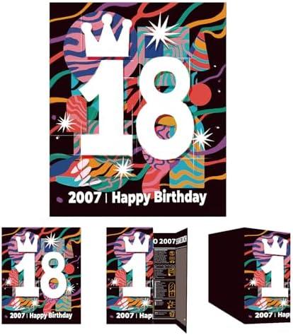 Pack Of 4 Gcardist 2025 18th Birthday Greeting Card, Jumbo 18 Years Old Birthday Gift Card,Memory Back In 2007（Envelope）
