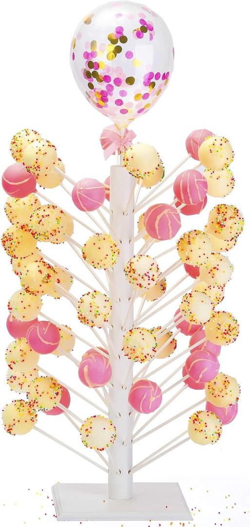 Nangor Wood Cake Pop Stand - 60 Hole Wooden Lollipop Holder Candy Table Display, Decorative Dessert Stand for Wedding Birthday Baby Shower Parties - Sturdy and Easy to Assemble