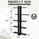 Pinkunn Floating Shelves for Wall, 5 Tier Wall Mounted Shelf Unit with 19.7 Inch Pine Wood Shelves and Black Frame, Decorative Plant Photo Book Display Shelf for Living Room Bedroom Bathroom, 39.76 inches x 6.3 inches x 6.3 inches