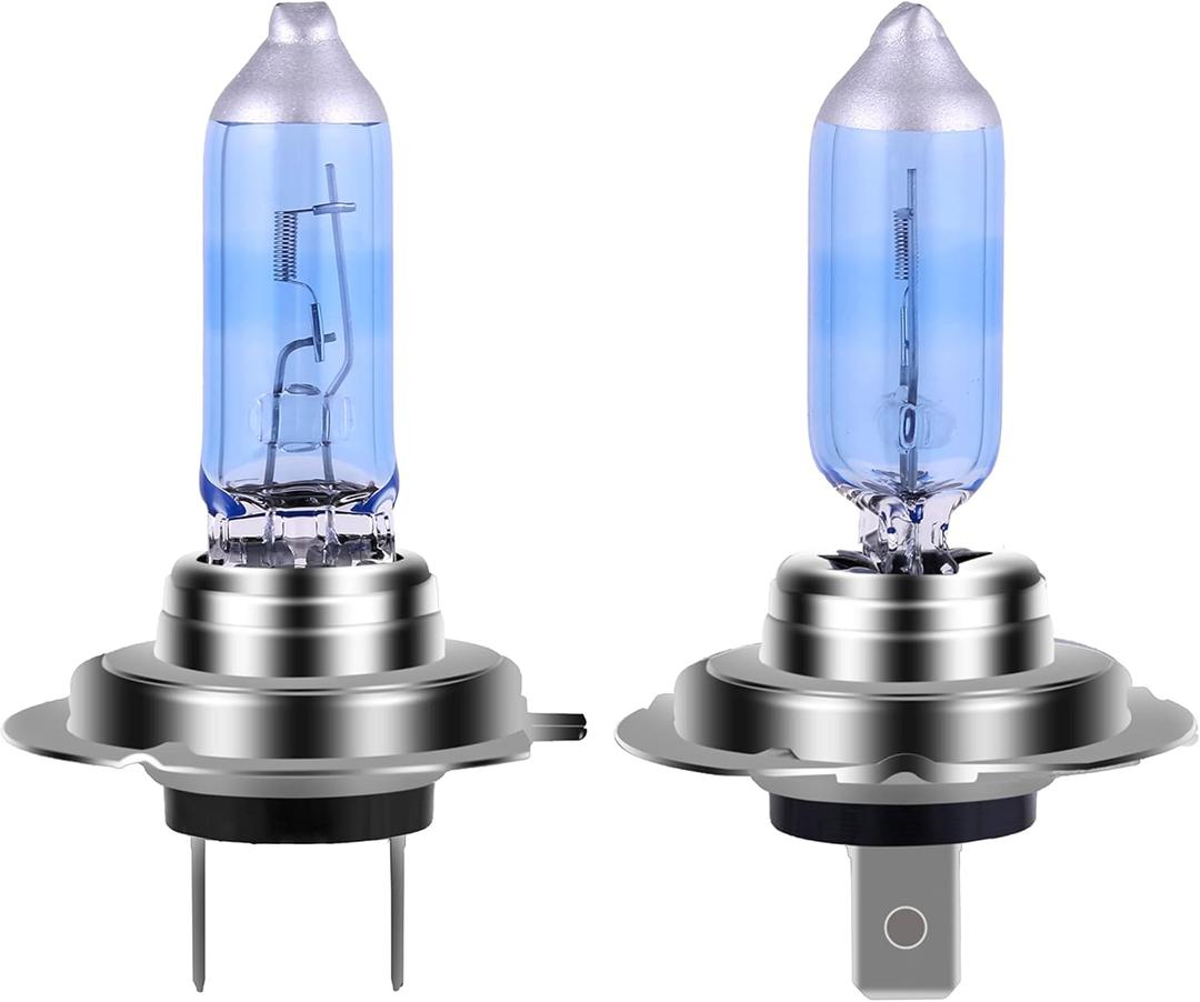 H7 Headlight Bulb H7 Halogen Headlight Bulb 5000K Super White Light Long Life Replacement PX26D 12V/55W (H7, 2 Pack)