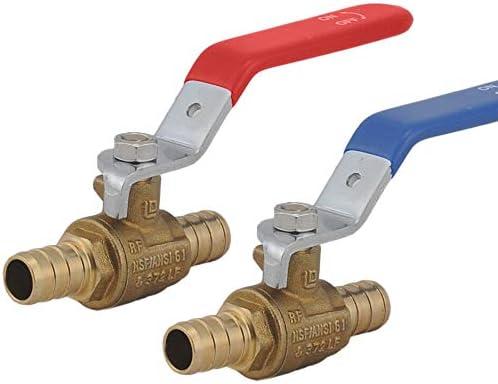 LD- 1/2" PEX Brass Ball Valve,1/2-in PEX LF Brass Shut off Ball Valve with Red & Blue Long Lever, Pex Barb Water Valve with cUPC Certified for Cold and Hot water-LD Brand (5-Pack) (1/2-in L-Lever)
