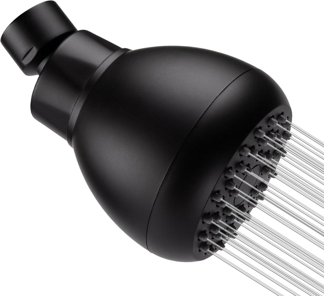 AISOSO High Pressure Shower Heads, Showerheads 3 Inches with 360 Rotation and Silicone Nozzles for Strong Spray Relaxing and Comfortable Shower, Matte Black