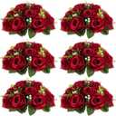 NUPTIO Flower Wedding Centrepieces for Tables - 6 Pcs 9.5in Diameter Crimson Artificial Flowers Rose Ball for Centerpieces Table - Fake Rose Arrangements for Weddings Birthday Party Decor