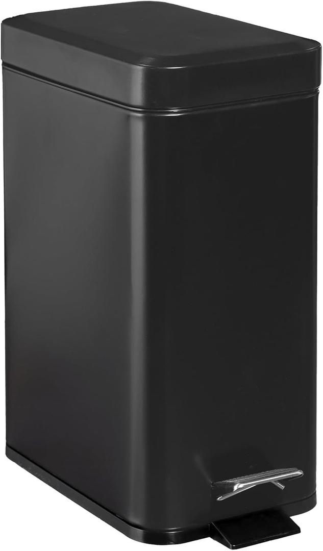 Step Pedal Small Bathroom Trash Can With Lid,6 Liter / 1.6 Gallon Stainless Steel Bathroom Garbage Can,Mini Rectangle Trashcans for Bedroom,Toilet,Living Room and Office Covered Waste Basket,Black Step Pedal Small Bathroom Trash Can With Lid,6 Liter / 1.6 Gallon Stainless Steel Bathroom Garbage Can,Mini Rectangle Trashcans for Bedroom,Toilet,Living Room and Office Covered Waste Basket,Black