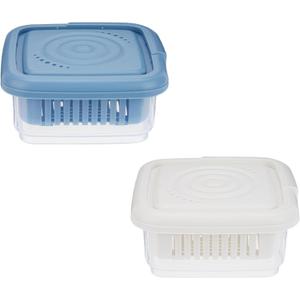 Soap Dish, Square Soap Travel Case with Drainage Layer, Leak-Proof Soap Container for Gym, Bathroom, Traveling, Camping, Soap Bar Shampoo Holder for Shower (Blue+White)