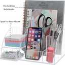 My Space Organizers Clear Acrylic Desk Oganizer, 9 Compartments, Office Supplies and Desk Accessories Organizer, Home Decor Desktop Organizer (Clear)