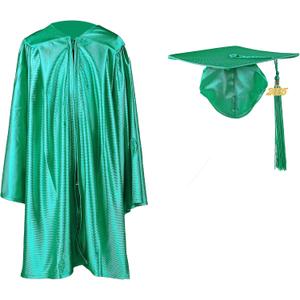 Shiny Kindergarten Graduation Cap and Gown Set (33, Emerald Green)