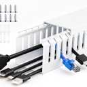 ZhiYo 66in(4X L16.5in) Professional Server Rack Cable Management Raceway, H2in x W2in Cable Raceway Kit, Electrically Safe PVC Open Slot Wire Raceway for Under Desk/Computer/Network Cords, White