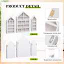 DoubleFill Set of 3 Wooden Trinket Display Shelf Shadow Box with Shelves 10 x 15 Inch Large Wall Mounted Display Storage Mini Figures Curio Trinket Medals Crafts Collections(White,House Shape)
