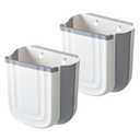 Soddeph Collapsible Hanging Trash Can for Kitchen Cabinet Door, 9L Plastic Foldable Waste Bin, 2.4 Gallon Small Wall Mounted Garbage Bin for Kitchen, Bathroom, Bedroom Countertop (Gray+Gray)
