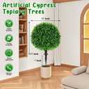 Grooy Artificial Topiary Tree with Eucalyptus, Set of 2 Artificial Shrub Bushes with Ground Spike, Fake Evergreen Tree for Porch, Artificial Plants for Outdoor Planters Indoor UV Resistant