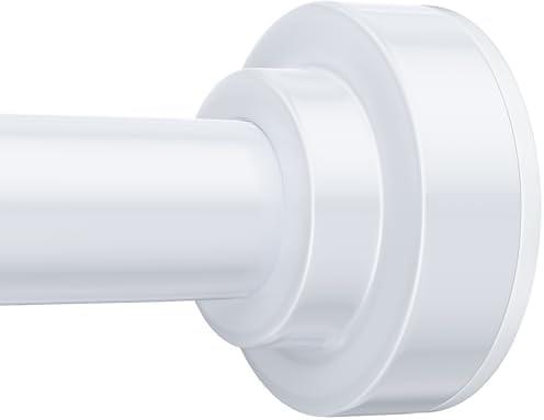 TEECK Shower Curtain Rod, 27-76 inch Adjustable Spring Tension Curtain Rod, Never Rust Anti-Slip Shower Curtain Rod for Bathroom, No Drilling, Never Collapse, Easy to Use, White