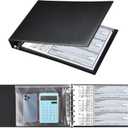 7 Ring Check Binder, 3-On-A-Page Business Checkbook Holder, 500 Checks Capacity, with 2024-2030 Calendar Organizer, Sleek Business Design (Black)