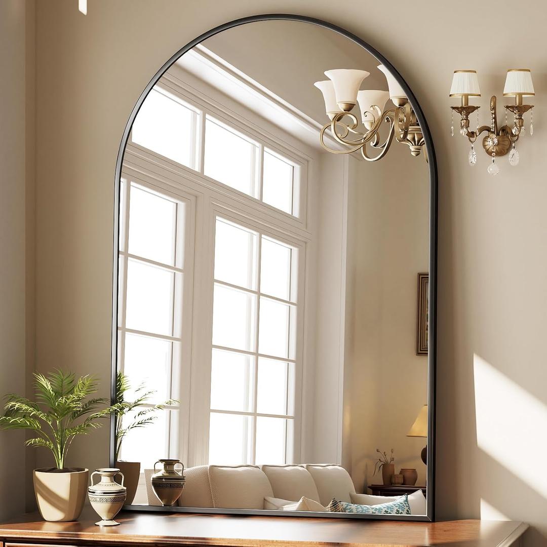 HARRITPURE Arched Bathroom Mirror 30"x48" Black Large Wall Mounted Mirror
Vanity Aluminum Alloy Frame Arch Wall Mirror for Living Room, Bedroom, Entryway