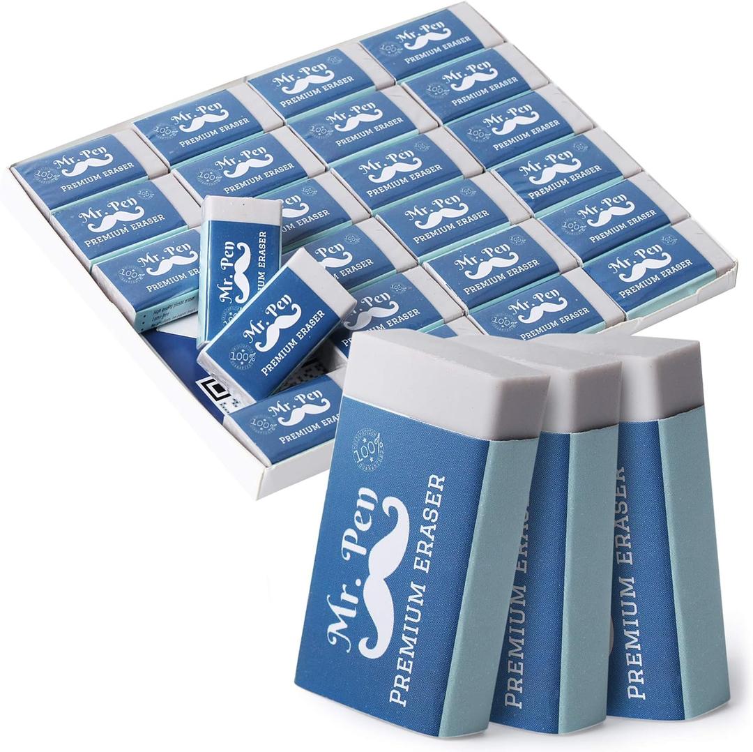 Mr. Pen Pencil Erasers Bulk, Pack of 24 (White)