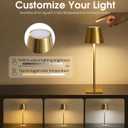 UME 3 Pack Cordless Table Lamp, Battery Operated Lamp - Portable Waterproof Rechargeable Table Lamp w/ 3 Color Temps & Stepless Dimming for Dinner, Desk, Cafe, Outdoor (Brushed Gold)