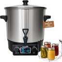 Electric Water Bath Canner 27 Quart, Knob Control Time & Temperature with LED Display Showing Real-Time & Preset Temp, Auto Shut-Off, Ideal for Canning Cooking Pickling & Heating