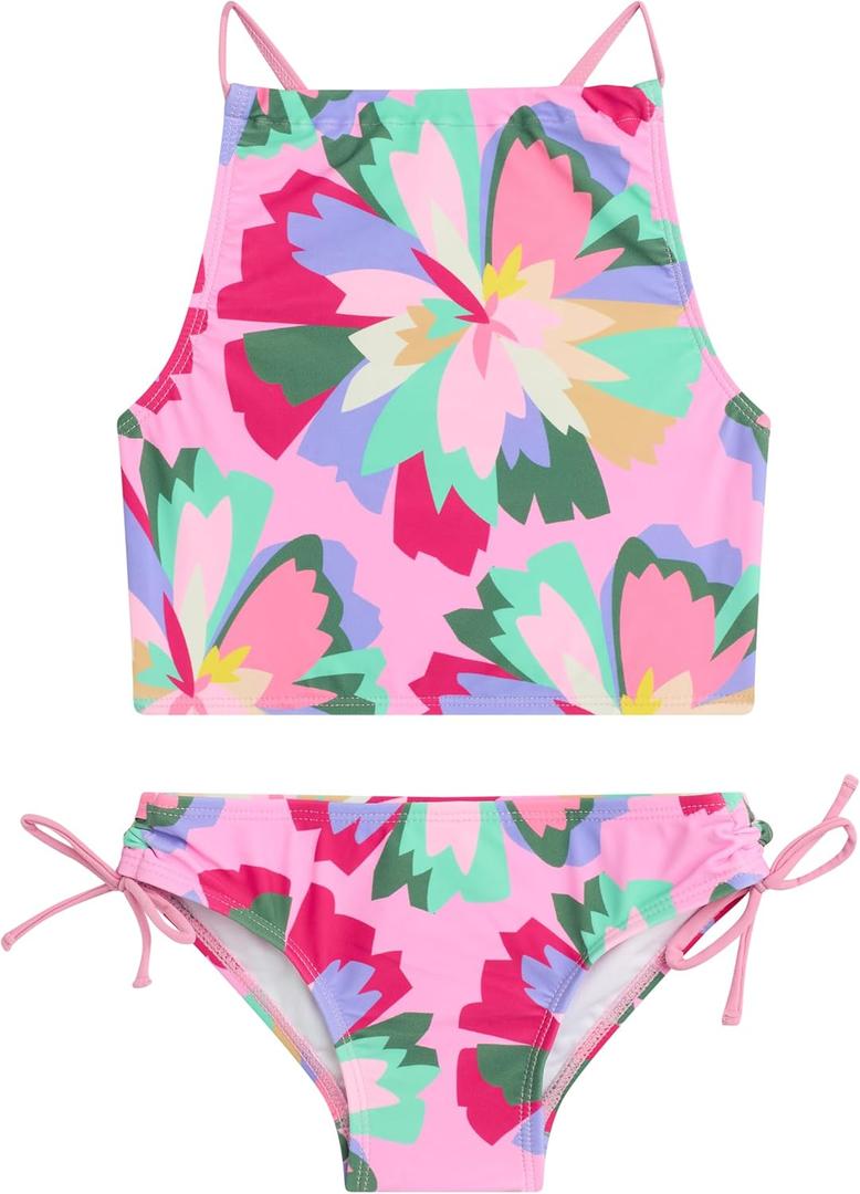 Kanu Surf Girls Daisy UPF 50 Beach Sport Halter Tankini 2-Piece Swimsuit (Kiana Pink)