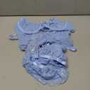 Lilosy Sexy Stocking Rhinestones Heart Garter Underwire Floral Mesh lace Sheer Babydoll Lingerie Teddy Bodysuit Skirt Set (Large, Light Blue)