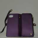 Defencase for iPhone 16E Magnetic Wallet Case Compatible with Magsafe with RFID Blocking Zipper Pocket & Card Holder for Women Men, PU Leather Strap Detachable Case for iPhone 16e 6.1 inches, Purple