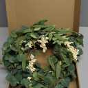 Sggvecsy Green Eucalyptus Wreath with Welcome Sign 20in Artificial Spring Summer White Berries for Front Door Wall Window Festival Farmhouse Porch Patio Garden Decor, White,green (20 inches, 1 Pc)