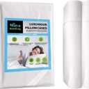 Standard Size Pillowcase Set  Bright White, 400 Thread Count, 100% Cotton Sateen  Soft, Cooling & Breathable  Set of 2 Envelope Closure Pillow Covers