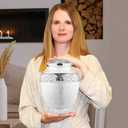 Trupoint Memorials Cremation Urn for Ashes for Women Female, Urns for Human Ashes Male, Engraved Mother of Pearl Funeral Urn for Adult Man, Silver Lining Large White