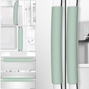 Refrigerator Handle Covers, 6PCS, Leather Kitchen Appliance Handle Covers, Keep Your Fridge Microwave Oven Stove or Dishwasher Clean, Stains Dirty Oils, Timesaver, Kitchen Decor (Jade Green)
