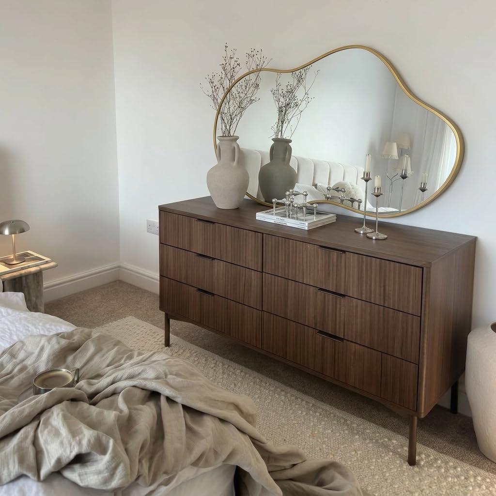 Irregular wall Mirror 26"x46" Gold Asymmetrical Mirror