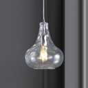 JONATHAN Y 9" Chrome 1-Light Metal and Glass Schoolhouse Pendant Light, Adjustable Height Twirled Teardrop Silhouette for Kitchen Island, UL Listed, LED Bulb Included JYL3519A