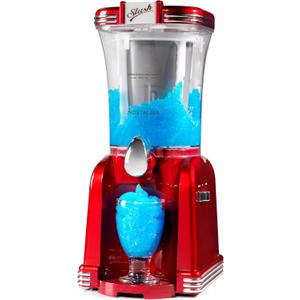 Nostalgia Frozen Drink Maker and Margarita Machine for Home - 32-Ounce Slushy Maker with Stainless Steel Flow Spout - Easy to Clean and Double Insulated - Retro Red