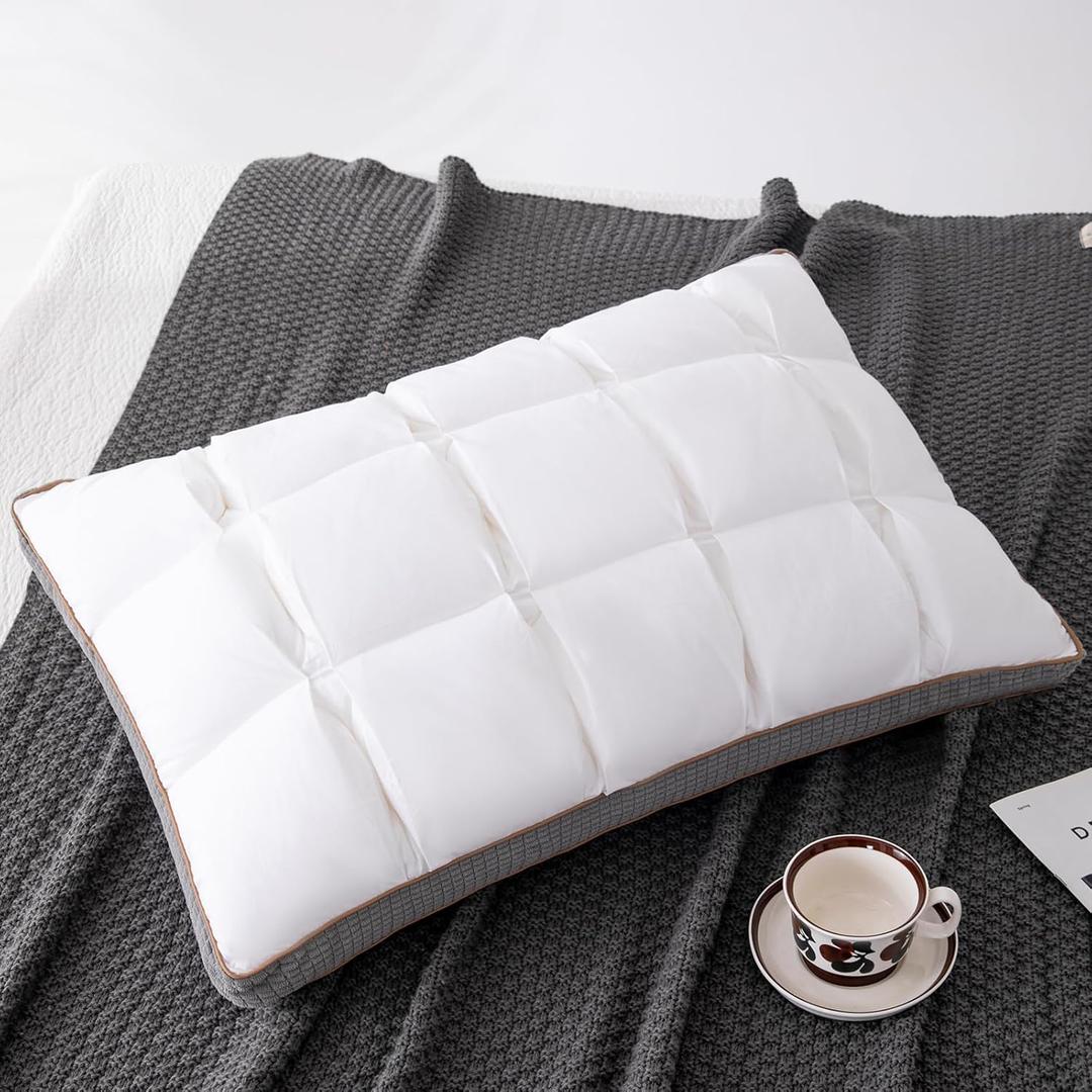 YOUR MOON Soft Pillow Queen for Sleeping, Super Soft Support Down Alternative Pillow, 100% Cotton Shell Luxury Comfy Fluffy Bed Pillows for Sleep(White)