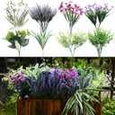 PARTY JOY 19 Bunches Fake Plants Outdoor, Fake Bushes UV Resistant Artificial Lavender Flowers Greenery Shrubs Faux Greenery for Outdoor Garden Patio Front Porch Yard Decor