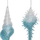 Gallerie II Blue Shimmer Shells Ornaments Assortment of 2 A/2 Blue