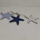 Deco 79 Wooden Starfish Home Wall Decor Distressed Layered Wall Sculpture with Hanging Rope and Decorative Shell Accents, Wall Art 2" x 10" x 27", Blue
