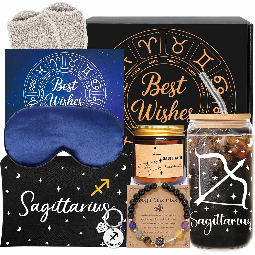 Sagittarius Birthday Gifts for Women - Sagittarius Zodiac Basket for Her - Astrology Gift Set for Mom Sister Friend - Constellation Basket for Boss Lady Coworker